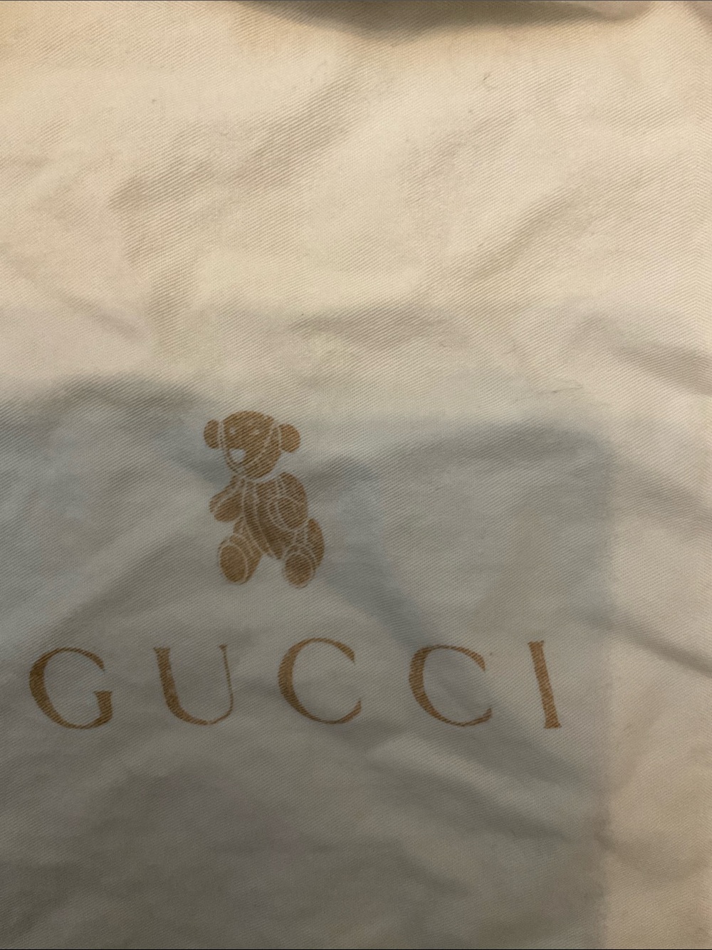 12” x 9” Gucci Teddy Bear dust bag